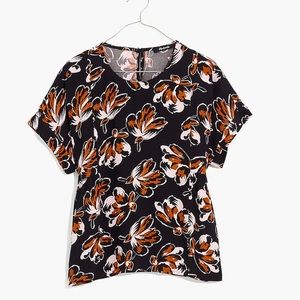 Madewell Cuffed-Sleeve Shirred Top in Duskblossom